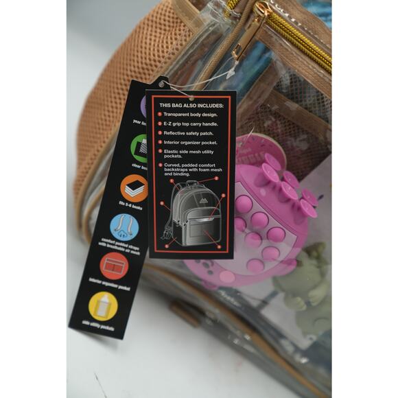 Clear Back-to-School Bundle | Tan Transparent Backpack + Blue Fulton Lunchbox - Picture 5 of 16